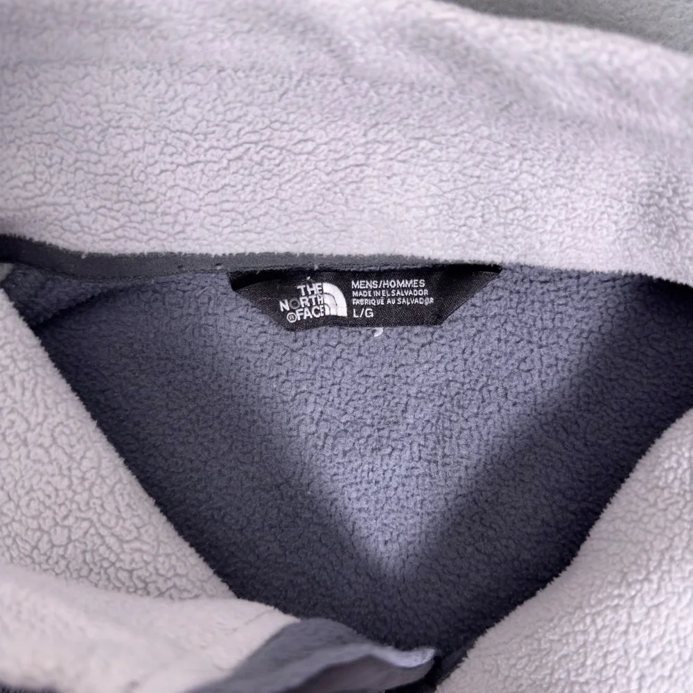 The North Face TKA 100 Mens L Full Zip Fleece Jacket Gray White Colorblock